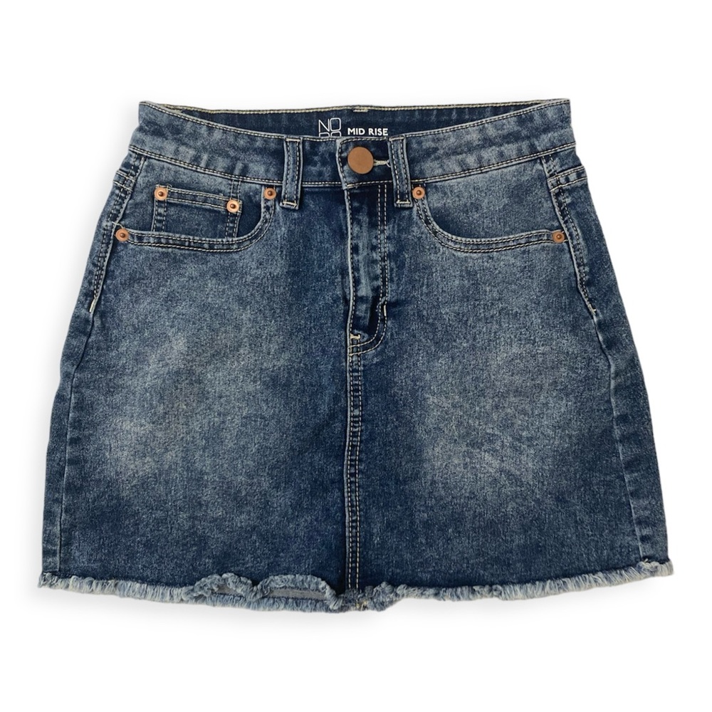 No Boundaries | Women’s Mid Rise Acid Wash Mini Denim Skirt